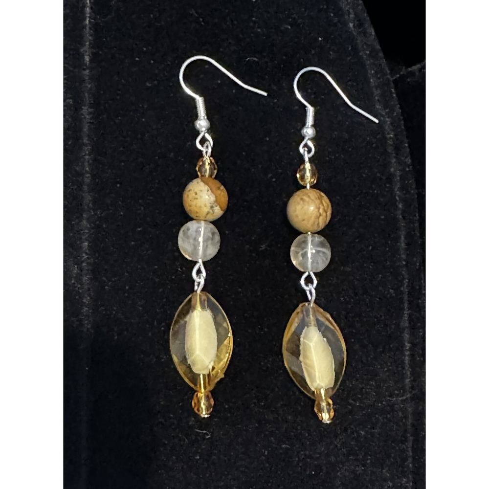 Fidelias Studio Bracelet & Earring Set Silver Tone Citrine Jasper Look Beach - Picture 3 of 8